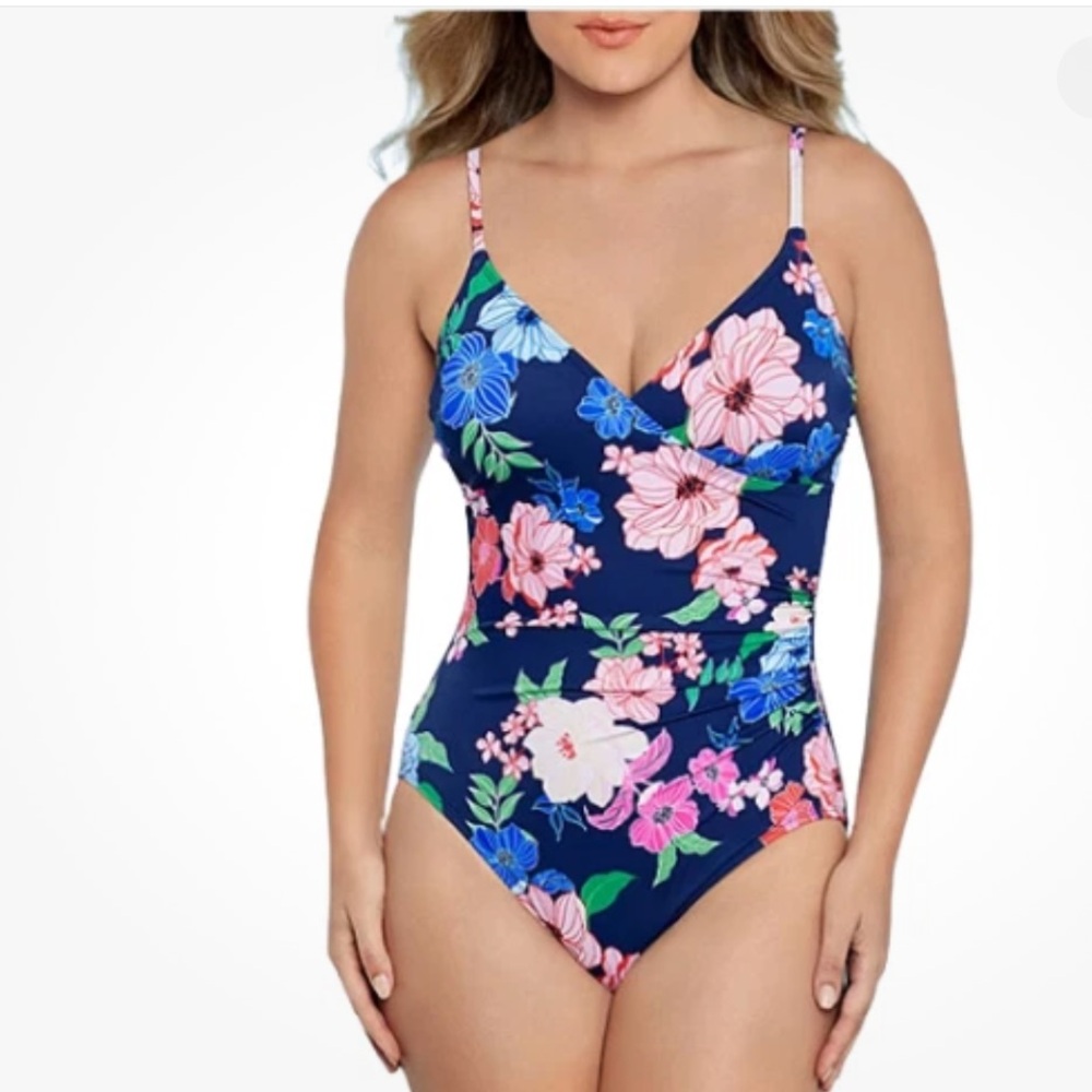 Liz Claiborne Prescott Floral One Piece Swimsuit Women’s Size 6 NWT